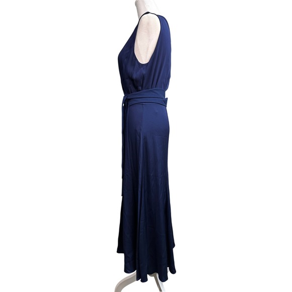 NWT Diane Von Furstenberg Penelope Navy Blue Sleeveless Silk Wrap Midi Dress 6 - Picture 9 of 11